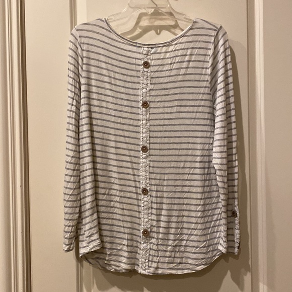 Striped top with lace button detail on back - Picture 3 of 3